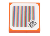 Orange Tile 2 x 2 with Super Mario Scanner Code Cat Goomba Pattern (Sticker) - Sets 71407 / 71413