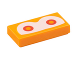 Orange Tile 1 x 2 with Red Eyes with Orange Pupils on White Background Pattern (Super Mario Magmaargh)