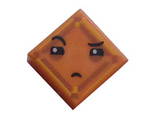 Orange Tile 1 x 1 with Groove with Face with Narrowed Eyes, One Eyebrow Raised and Small Frown (Kryptomite) Pattern