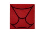 Red Tile 2 x 2 with Black Curved Lines / Spider Web Pattern