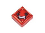 Red Tile 1 x 1 with Groove with Face with Angry Eyes and Bared Teeth (Kryptomite) Pattern