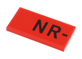 Red Tile 2 x 4 with Black 'NR-' Pattern (Sticker) - Set 40450