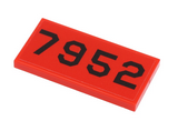 Red Tile 2 x 4 with Black '7952' Pattern (Sticker) - Set 40450