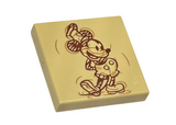 Tan Tile 2 x 2 with Reddish Brown and Medium Nougat Mickey Mouse Sketch Drawing Pattern