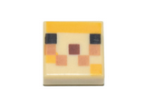 Tan Tile 1 x 1 with Groove with Minecraft Pufferfish Fry Minecraft Pixelated Pattern