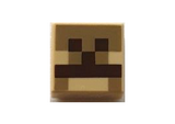 Tan Tile 1 x 1 with Groove with Pixelated Dark Brown and Dark Tan Pattern (Minecraft Baby Camel Nose and Mouth)