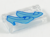 Trans-Clear Tile 1 x 2 with Groove with Metallic Light Blue Glass Slippers Pattern