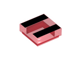 Trans-Red Tile 1 x 1 with 2 Black Stripes Pattern