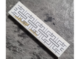 White Tile 1 x 4 with Light Bluish Gray Asian Geometric Design with Dark Tan Stains Pattern (Sticker) - Set 76185