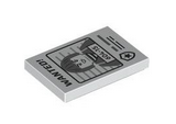 White Tile 2 x 3 with Black 'WANTED!' and Dark Bluish Gray Minifigure with '604-15' Pattern