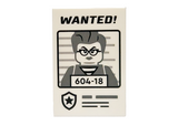 White Tile 2 x 3 with 'WANTED!' Poster with Minifigure Mugshot and '604-18' Pattern