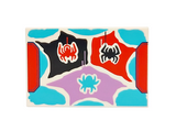 White Tile 2 x 3 with Spiders on Black, Medium Azure, Medium Lavender and Red Spider Web Pattern