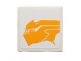 White Tile 2 x 2 with Bright Light Orange Sando Aqua Monster Pattern Model Left Side (Sticker) - Set 75048