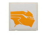 White Tile 2 x 2 with Bright Light Orange Sando Aqua Monster Pattern Model Right Side (Sticker) - Set 75048