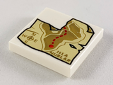 White Tile 2 x 2 with Isla Nublar Map Pattern