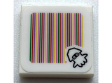 White Tile 2 x 2 with Super Mario Scanner Code Blooper Pattern (Sticker) - Sets 71361 / 71413 / 71432