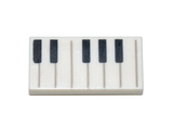 White Tile 1 x 2 with Groove with Black and White Piano Keys Pattern