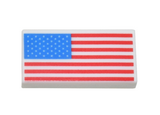 White Tile 1 x 2 with Groove with United States Flag Pattern