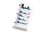 White Tile 1 x 2 with Groove with Notepad with Dark Blue List and Dark Pink Check Marks Pattern