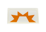 White Tile 1 x 2 with Groove with Orange Spikes Pattern (Sticker) - Set 75350