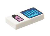 White Tile 1 x 2 with Groove with Black and Metallic Pink Battery Charge and Dark Blue Screen with Dark Azure Bar Graph Pattern