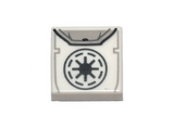 White Tile 1 x 1 with Groove with Black SW Imperial Logo Backpack Pattern