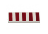 White Tile 1 x 3 with 5 Dark Red Stripes Pattern
