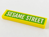 Yellow Tile 1 x 4 with White 'SESAME STREET' on Lime Background Pattern