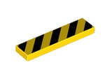 Yellow Tile 1 x 4 with 5 Black Danger Stripes (No Black Corners) Pattern