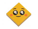 Yellow Tile 2 x 2 with Face, Smile, Black Eyes with White Pupils, Orange Cheeks Pattern