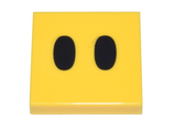 Yellow Tile 2 x 2 with Black Ovals / Eyes Pattern (Super Mario Lava Bubble Face)