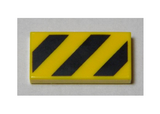 Yellow Tile 1 x 2 with Groove with Black and Yellow Danger Stripes (Large Yellow Corners) Pattern