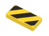 Yellow Tile 1 x 2 with Groove with Black and Yellow Danger Stripes (Small Yellow Corners) Pattern