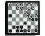 Black Tile, Modified 2 x 2 Inverted with Chess Board and Knocked over Chess Piece Pattern (Sticker) - Set 76399