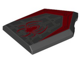 Black Tile, Modified 2 x 3 Pentagonal with Red Spider and Web Pattern