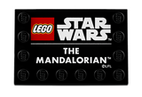 Black Tile, Modified 4 x 6 with Studs on Edges with LEGO Star Wars Logo and White 'THE MANDALORIAN' Pattern