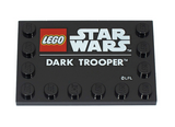 Black Tile, Modified 4 x 6 with Studs on Edges with LEGO Star Wars Logo and White 'DARK TROOPER' Pattern