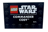 Black Tile, Modified 4 x 6 with Studs on Edges with LEGO Star Wars Logo and White 'COMMANDER CODY' Pattern