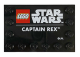Black Tile, Modified 4 x 6 with Studs on Edges with LEGO Star Wars Logo and White 'CAPTAIN REX' Pattern