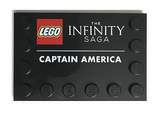 Black Tile, Modified 4 x 6 with Studs on Edges with 'THE INFINITY SAGA' and 'CAPTAIN AMERICA' Pattern