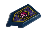 Dark Blue Tile, Modified 2 x 3 Pentagonal with Dark Purple Plates, Gold Frame, Magenta and Bright Pink Curly Symbol Pattern (Sticker) - Set 71771