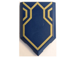 Dark Blue Tile, Modified 2 x 3 Pentagonal with Gold Lines and Ornaments Pattern