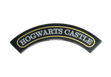 Black Tile, Round Corner 4 x 4 Macaroni Wide with 'HOGWARTS CASTLE' and Gold Border Pattern