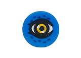 Blue Tile, Round 1 x 1 with Bright Light Orange and White Eye with Black Pupil and Dark Blue Feathers Pattern