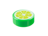 Bright Green Tile, Round 1 x 1 with Lime Fruit Slice Pattern