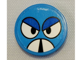 Dark Azure Tile, Round 2 x 2 with Bottom Stud Holder with White Eyes and Mandibles, Blue Angry Eyelids Pattern (Sticker) - Set 21331 (Sonic the Hedgehog Moto Bug Face)