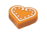 Dark Orange Tile, Round 1 x 1 Heart with White Cookie Icing Pattern