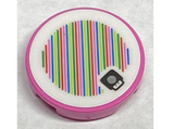 Dark Pink Tile, Round 2 x 2 with Bottom Stud Holder with Super Mario Scanner Code Poison Mushroom Pattern (Sticker) - Set 71386