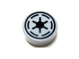 Light Bluish Gray Tile, Round 1 x 1 with SW Emblem of the Galactic Republic with 6 Spokes Pattern