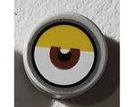 Light Bluish Gray Tile, Round 1 x 1 with Centered Reddish Brown Eye and Yellow Eyelid Pattern
